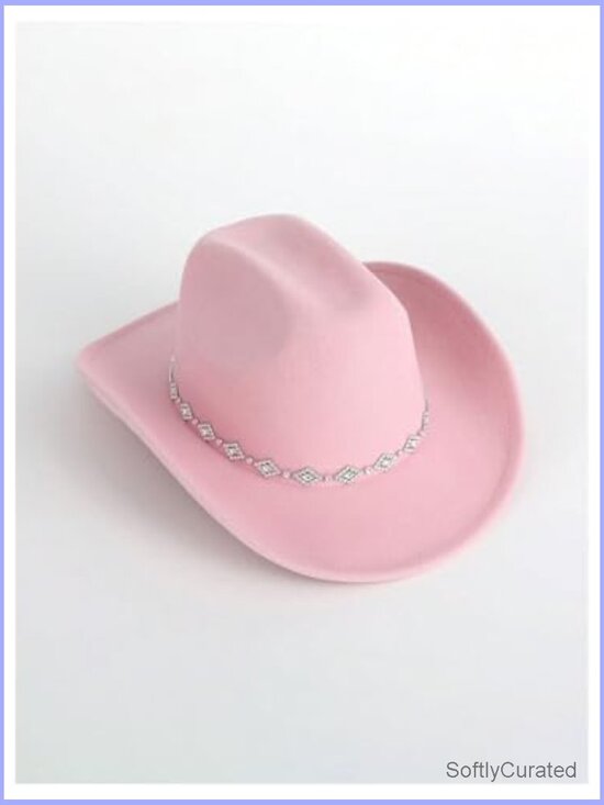 Western Cowboy Hat with Rhinestone Decor Wide Brim main image 5